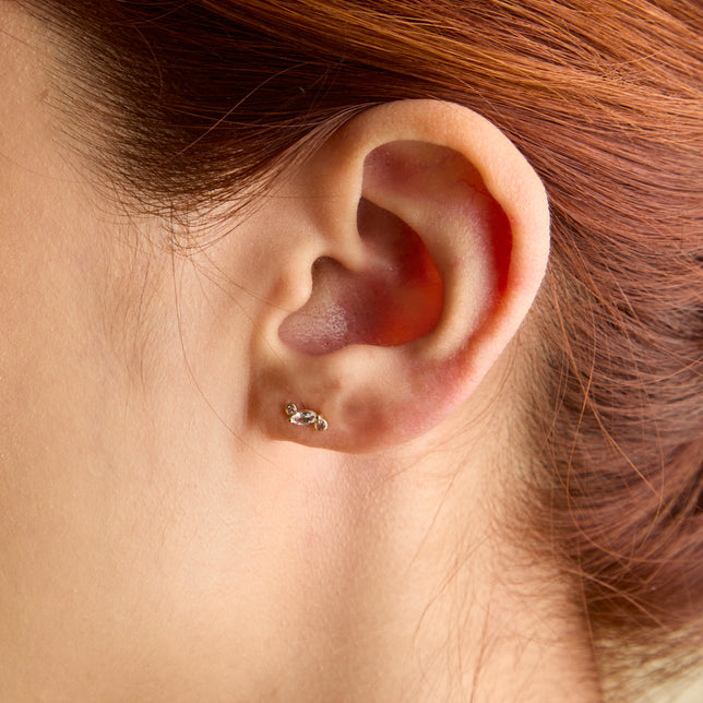 White Topaz Cluster Studs in 9k Gold-Astrid & Miyu