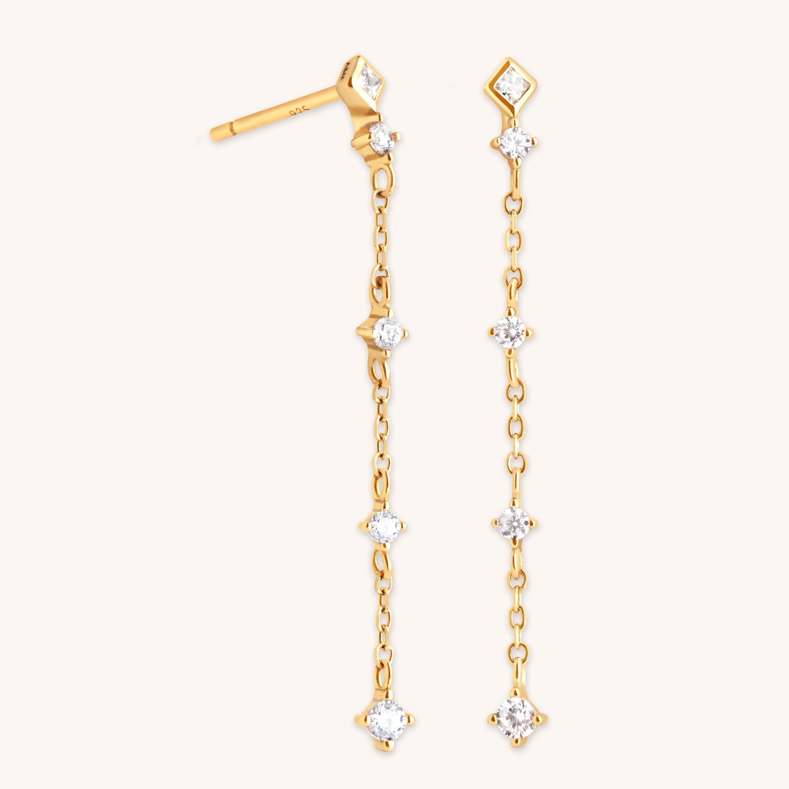 Crystal Chain Drop Stud Earrings-Astrid &amp; Miyu