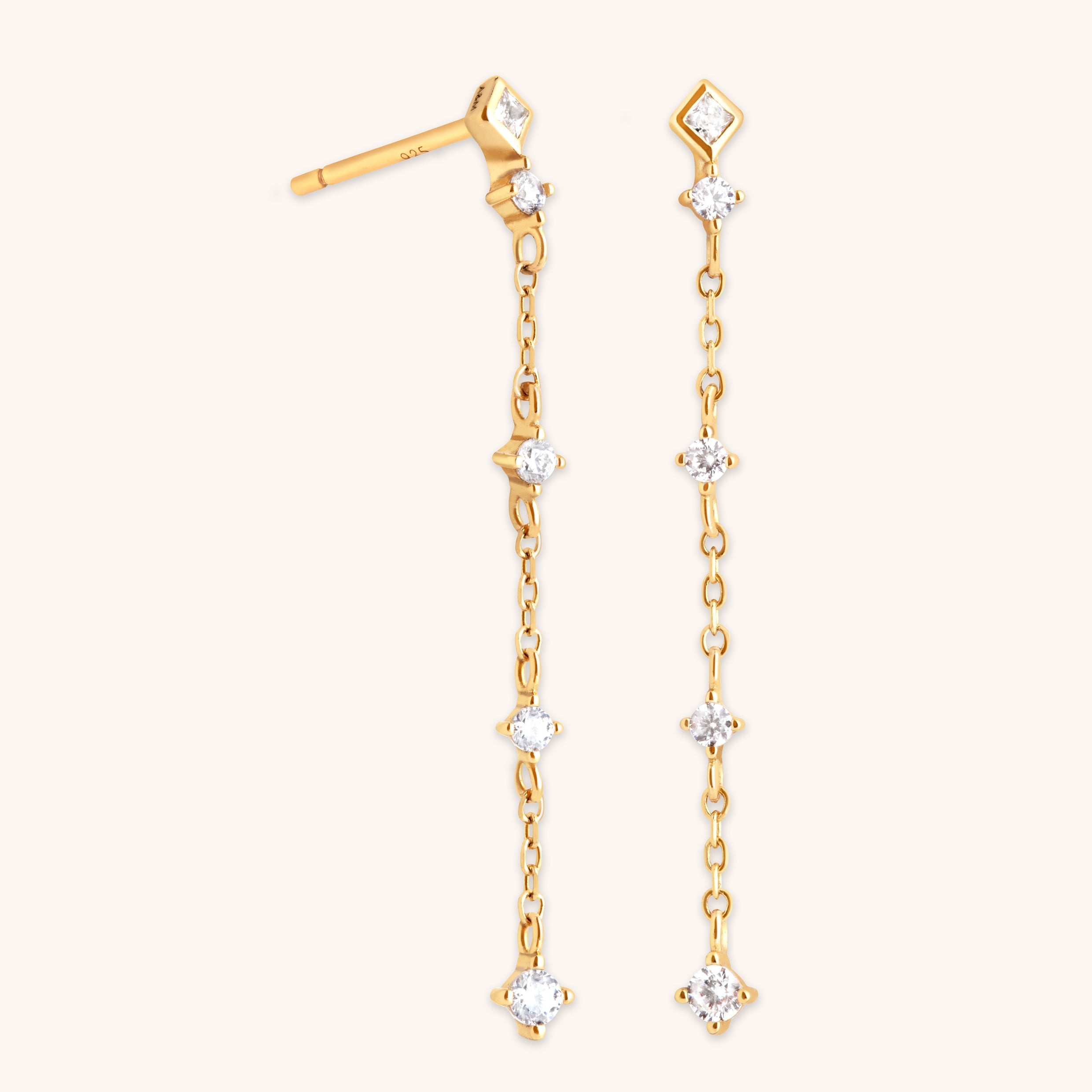 Crystal Chain Drop Stud Earrings-Astrid &amp; Miyu