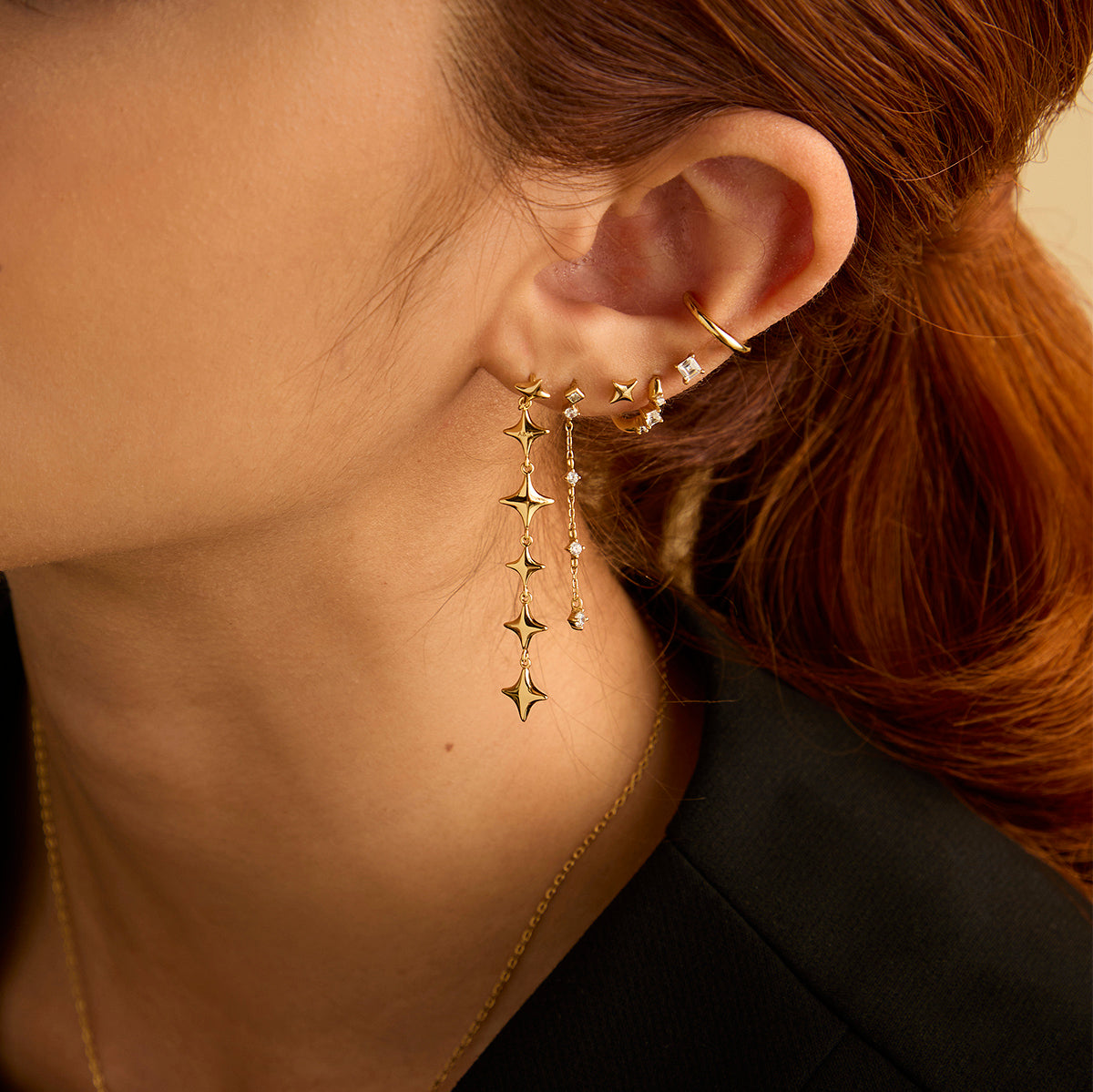 Crystal Chain Drop Stud Earrings-Astrid &amp; Miyu