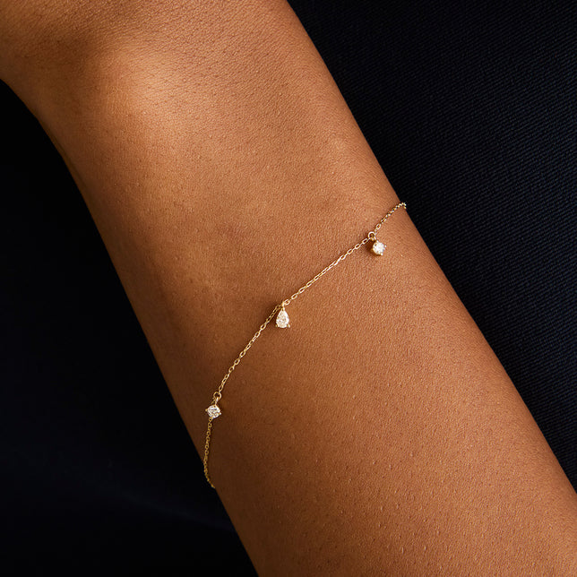 Bracelets - Diamond Charm Bracelet in Solid Gold - Charm Bracelets - Astrid & Miyu