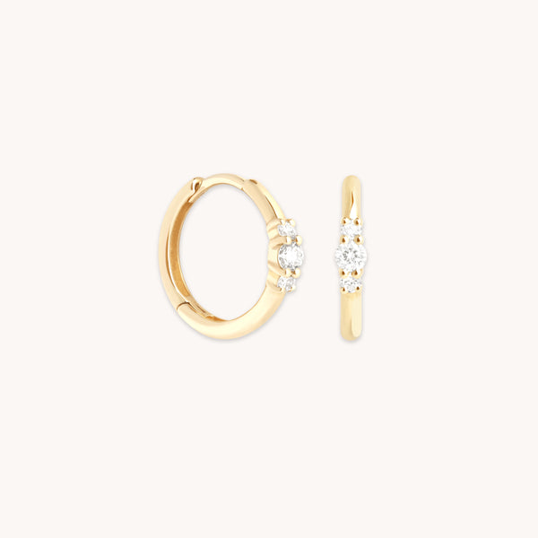 Earrings - Diamond Trilogy Hoops in Solid Gold - Hoop Earrings - Astrid &amp; Miyu