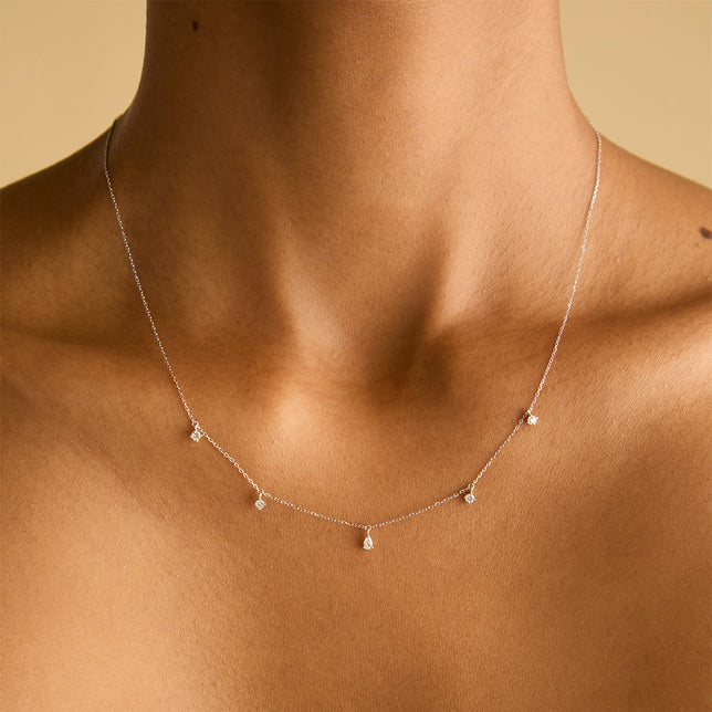Charm Necklaces - Diamond Charm Necklace in Solid White Gold - Charm Necklaces - Astrid & Miyu