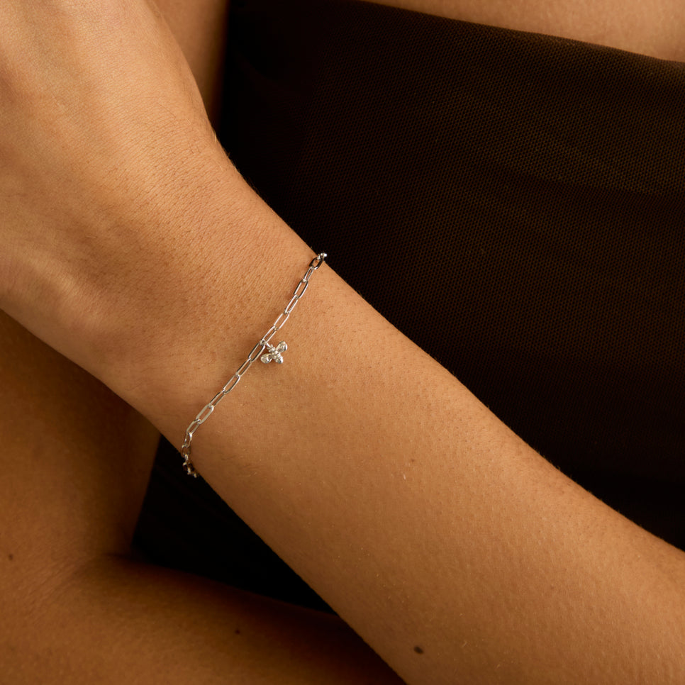 Manchester Bee Charm 9k White Gold