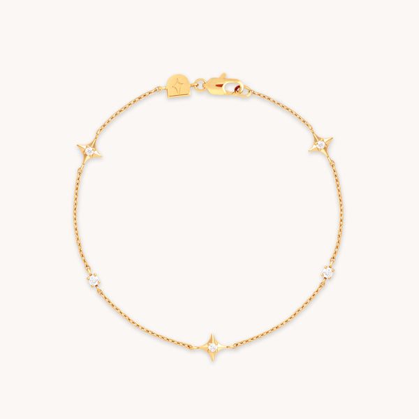 18k Gold Plated Jewellery - Cosmic Star Charm Bracelet in Gold - Charm Bracelet - Astrid &amp; Miyu