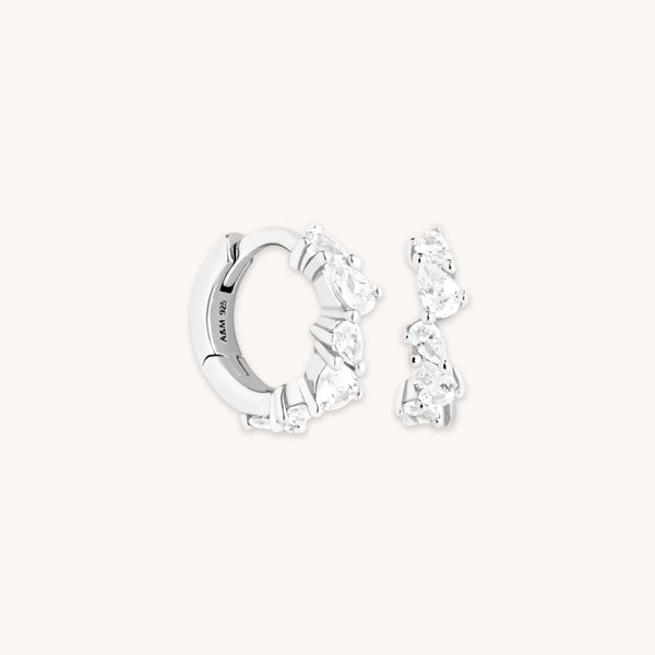 Bridal Jewellery - Crystal Pear Huggies in Silver - Huggies - Astrid &amp; Miyu