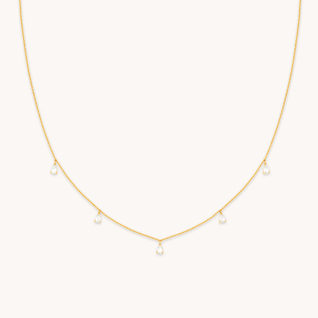 Crystal Charm Necklace in Gold