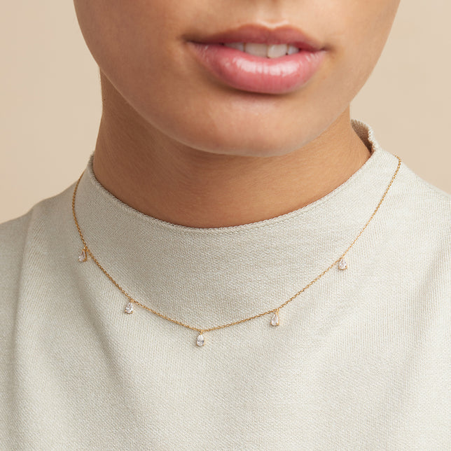 18k Gold Plated Jewellery - Crystal Charm Necklace in Gold - Charm Necklace - Astrid & Miyu