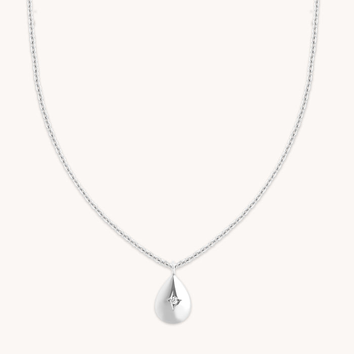 Pear Pendant Necklace in Silver