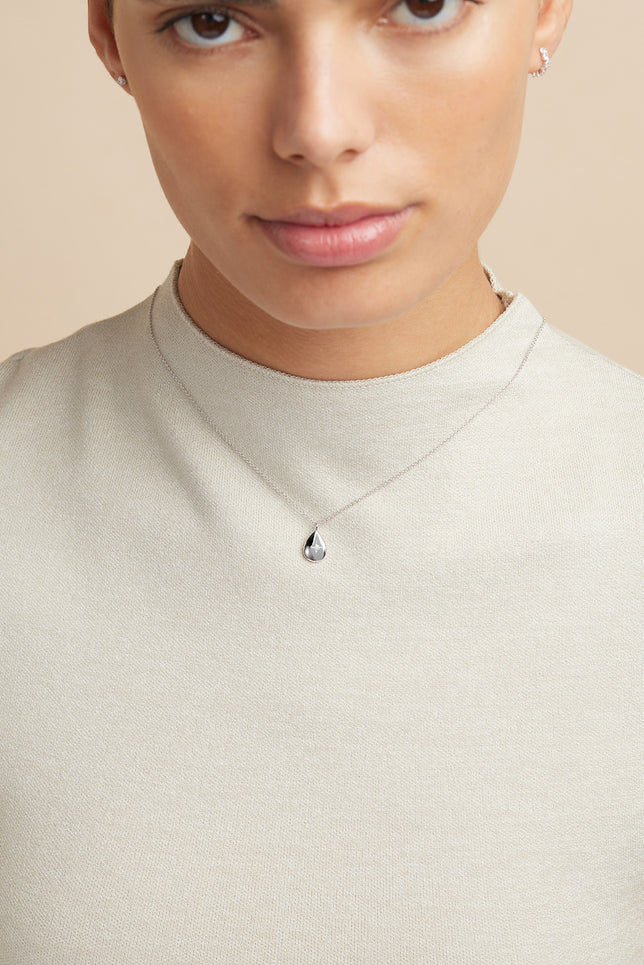 Gemstone Necklaces - Pear Pendant Necklace in Silver - Pendant Necklace - Astrid & Miyu