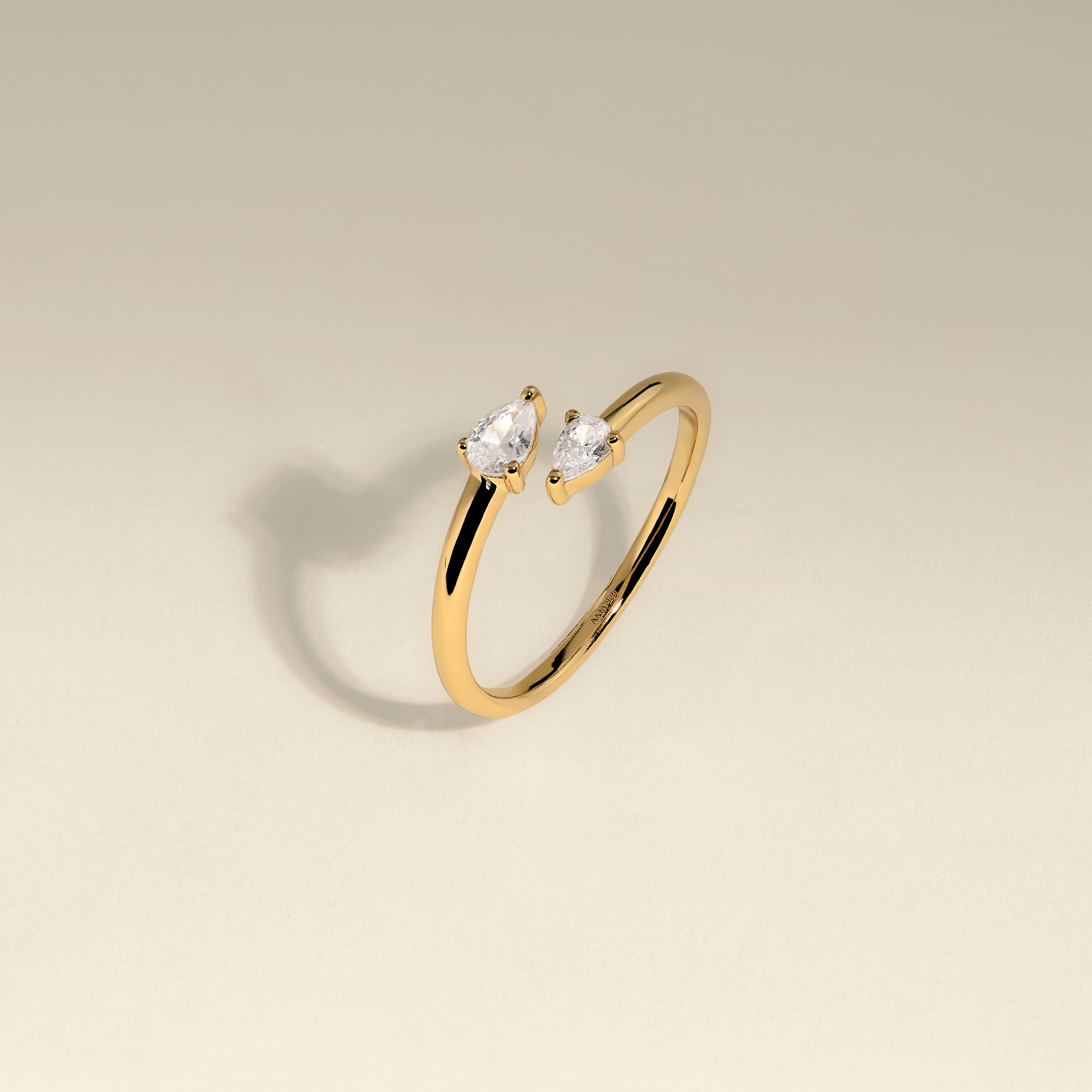 Crystal Pear Open Ring in Gold-Astrid &amp; Miyu