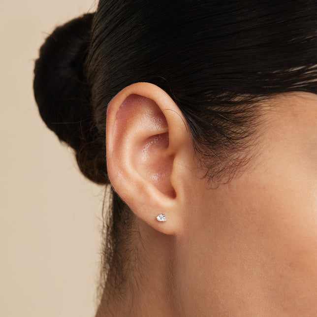 Crystal Pear Stud Earrings in Silver