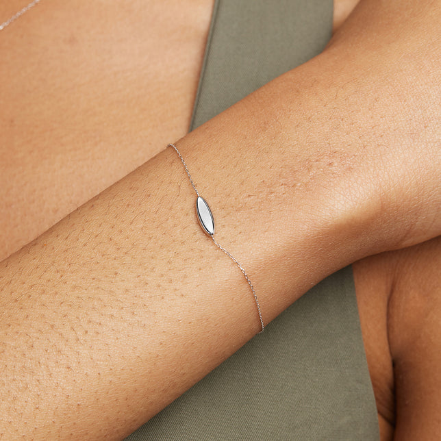 Bracelets - ID Charm Bracelet in Solid White Gold - Charm Bracelet - Astrid & Miyu