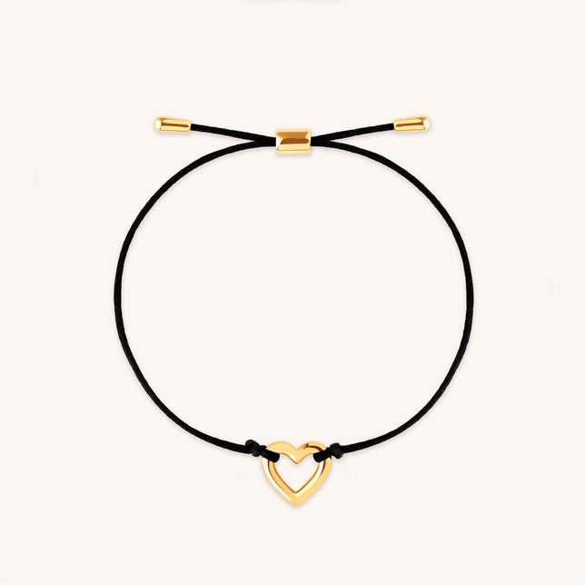 Heart Charm Cord Bracelet in Gold