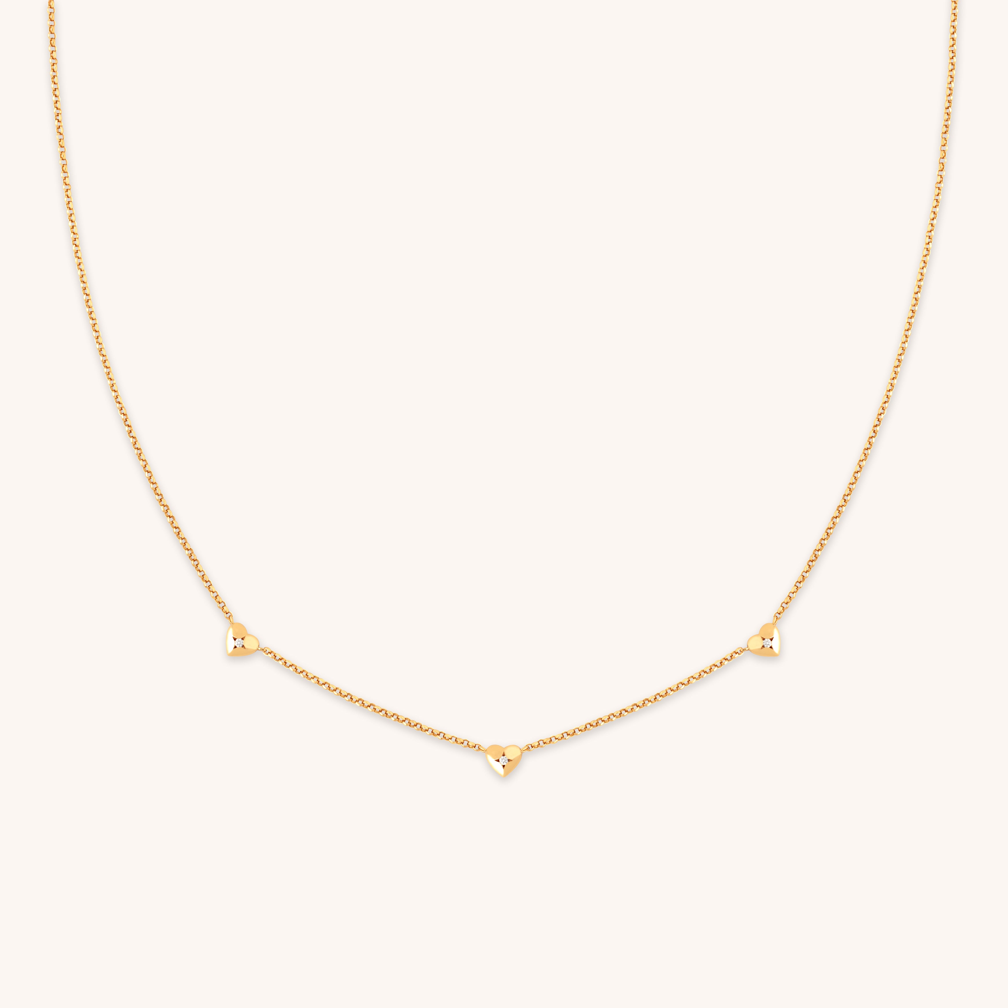 18k Gold Plated Jewellery - Heart Charm Necklace in Gold - Charm Necklaces - Astrid &amp; Miyu