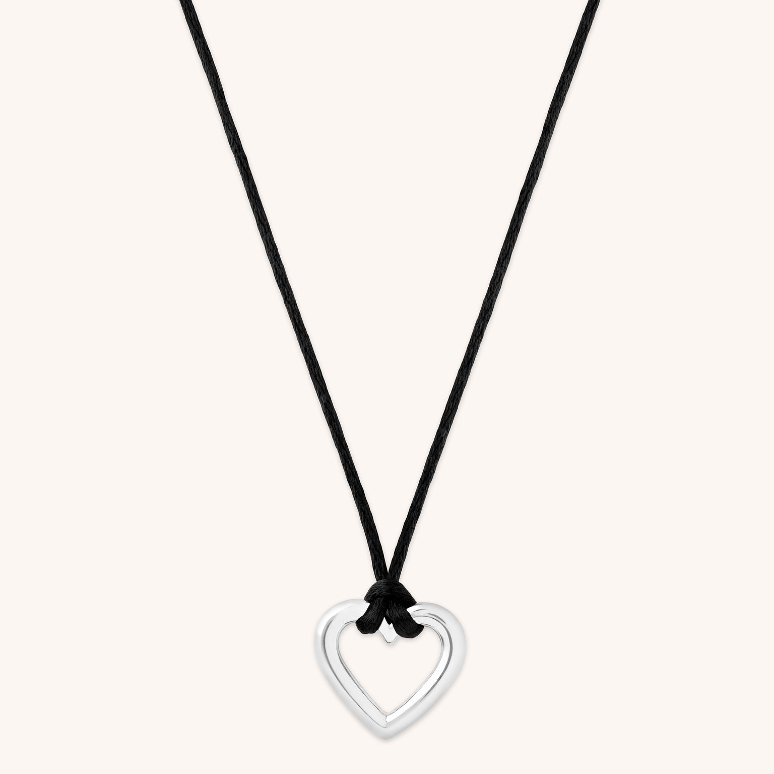 Mother of the Bride - Heart Charm Cord Necklace in Silver - Charm Necklaces - Astrid &amp; Miyu