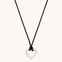 Mother of the Bride - Heart Charm Cord Necklace in Silver - Charm Necklaces - Astrid &amp; Miyu