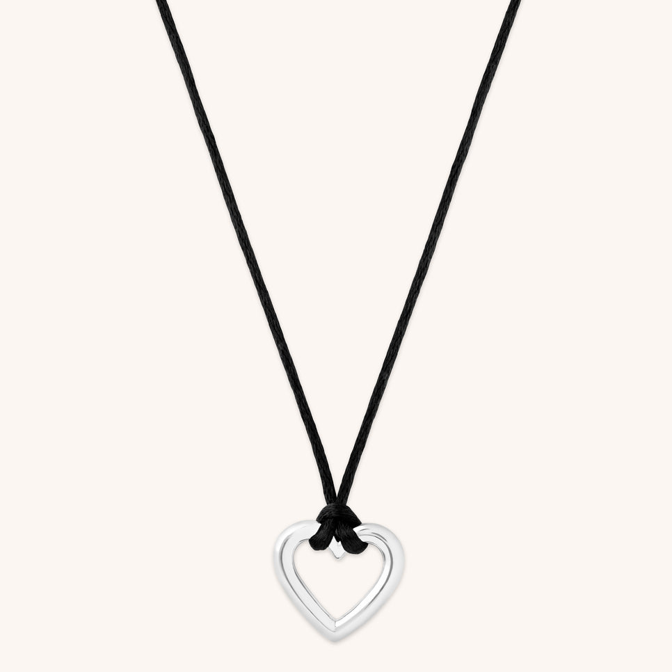 Mother of the Bride - Heart Charm Cord Necklace in Silver - Charm Necklaces - Astrid &amp; Miyu