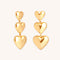 Heart Drop Stud Earrings in Gold