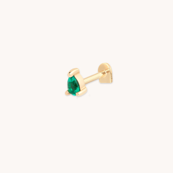 Emerald Pear Piercing Stud in Solid Gold-Astrid &amp; Miyu
