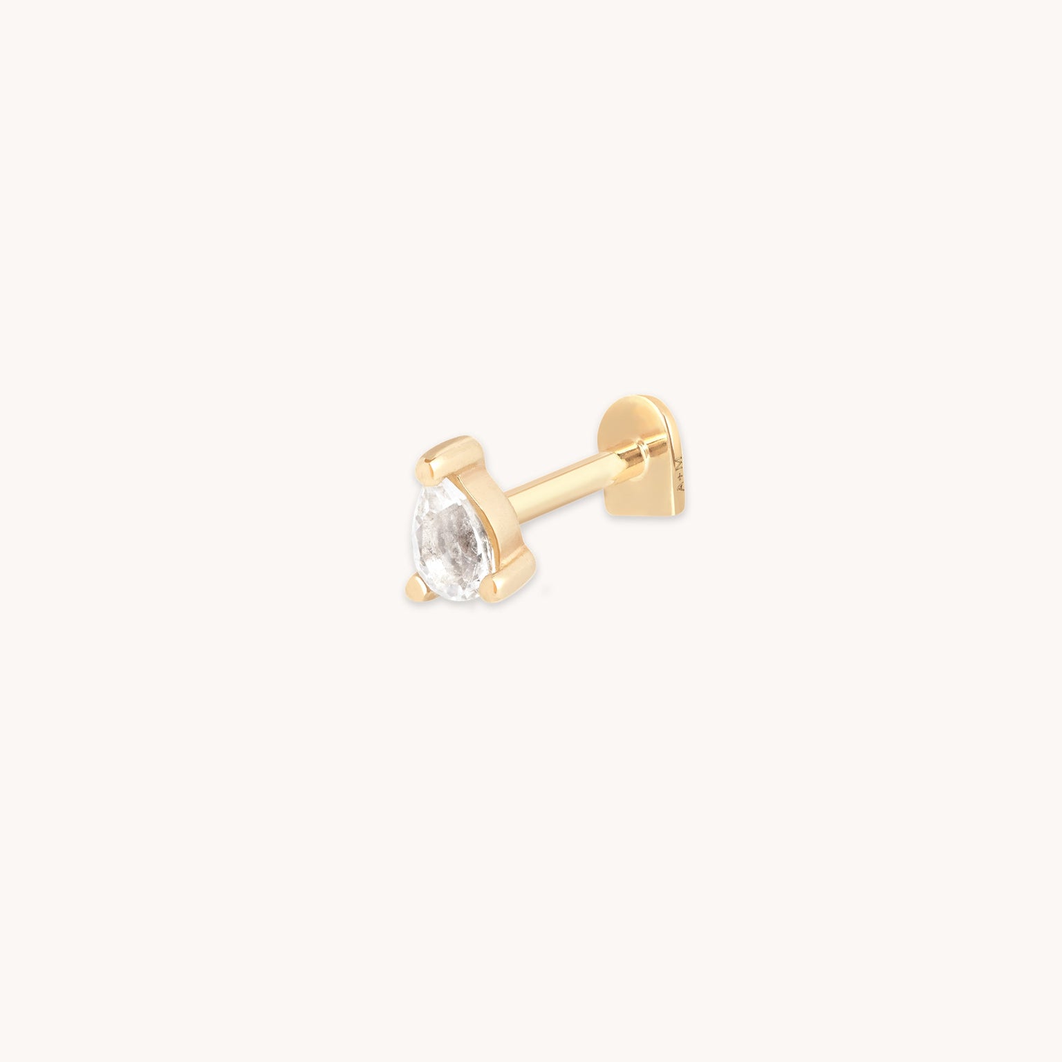 White Topaz Pear Piercing Stud in Solid Gold-Astrid &amp; Miyu