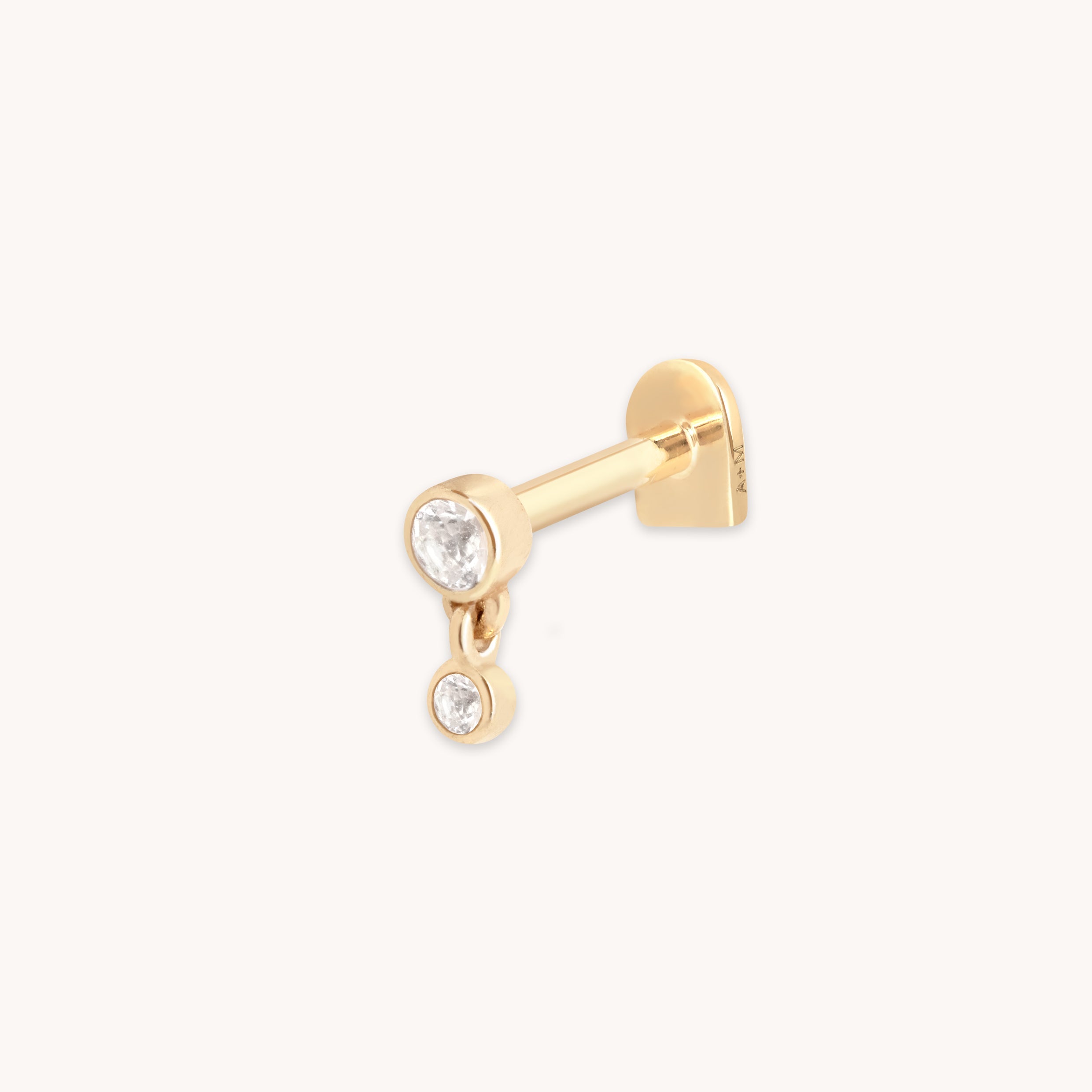 Flat Back Labret Studs - Topaz Bezel Charm Piercing Stud in Solid Gold - Piercing Stud - Astrid &amp; Miyu