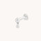 April White Topaz - White Topaz Bezel Charm Piercing Stud in Solid White Gold - Piercing Stud - Astrid &amp; Miyu
