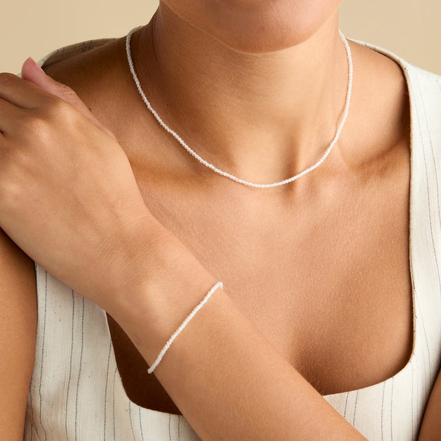 Bold Zodiacs & Zodiac Gift Sets - Moonstone Gemstone Gift Set in 9k White Gold - Stacking Sets - Astrid & Miyu