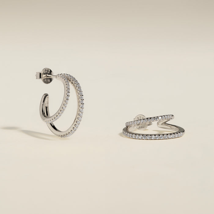 Illusion Crystal Hoops in Silver-Astrid &amp; Miyu