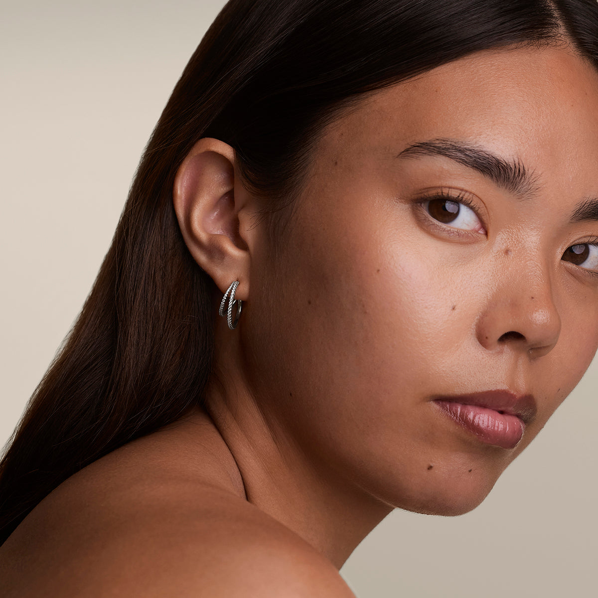 Illusion Crystal Hoops in Silver-Astrid &amp; Miyu