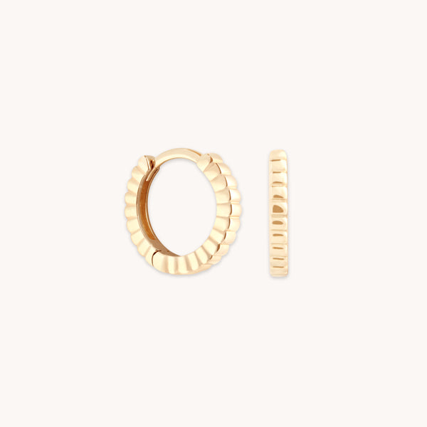 Earrings - Ridged Huggies in Solid Gold - Huggies - Astrid &amp; Miyu