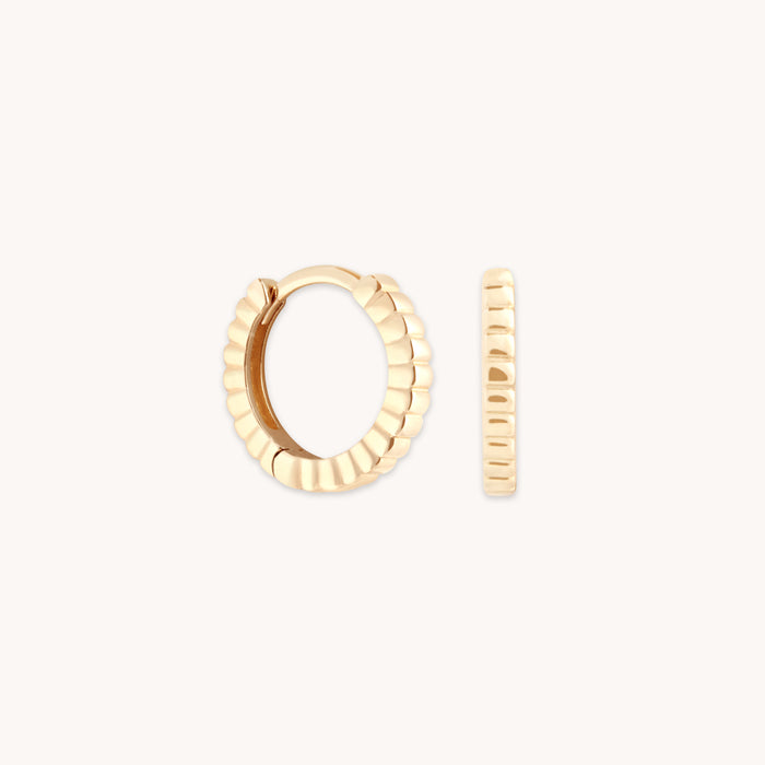 Earrings - Ridged Huggies in Solid Gold - Huggies - Astrid &amp; Miyu