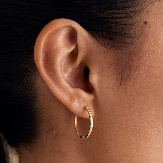 Earrings - Ridged Hoops in Solid Gold - Hoop Earrings - Astrid & Miyu
