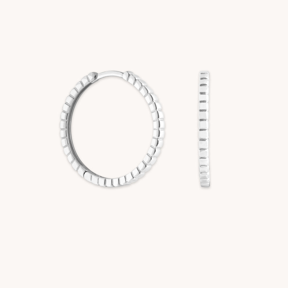 Earrings - Ridged Hoops in Solid White Gold - Hoop Earrings - Astrid &amp; Miyu