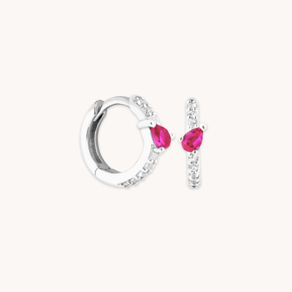 Earrings - Pink Sapphire Marquise Huggies in Solid White Gold - Huggies - Astrid &amp; Miyu