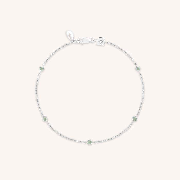 Bracelets - Aqua & Pearl Charm Bracelet in Silver - Charm Bracelet - Astrid &amp; Miyu