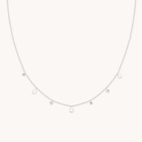 Aqua & Pearl Charm Necklace in Silver