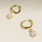 Serenity Pearl Charm Hoops in Gold