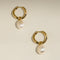 Serenity Pearl Charm Hoops in Gold
