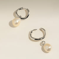 Serenity Pearl Charm Hoops in Silver-Astrid &amp; Miyu