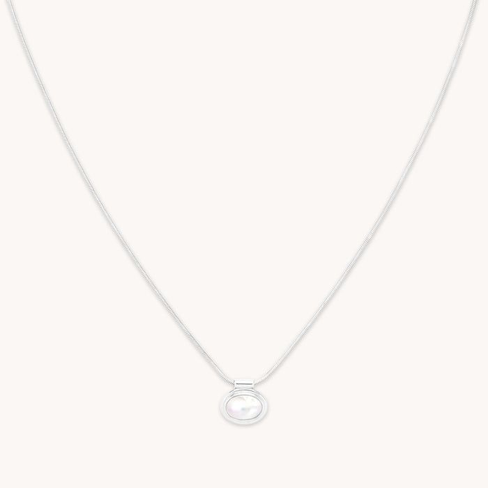 Gemstone Necklaces - Mother of Pearl Pendant Necklace in Silver - Pendant Necklace - Astrid &amp; Miyu