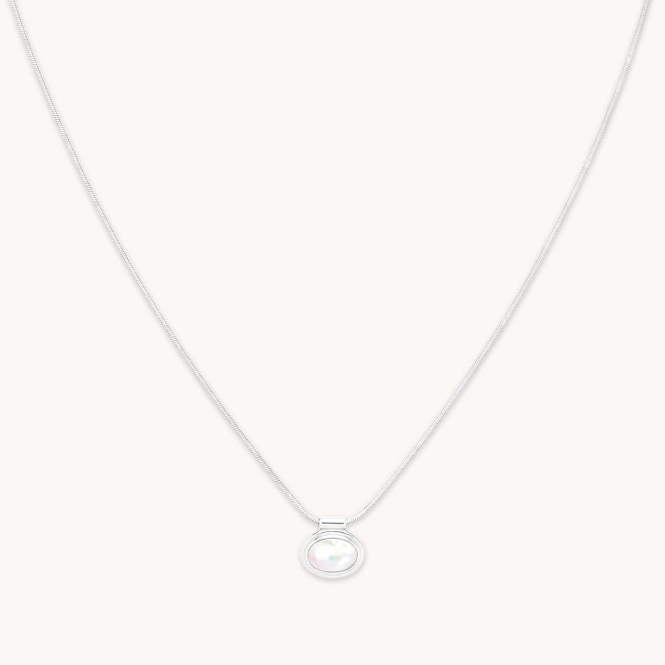 Gemstone Necklaces - Mother of Pearl Pendant Necklace in Silver - Pendant Necklace - Astrid &amp; Miyu