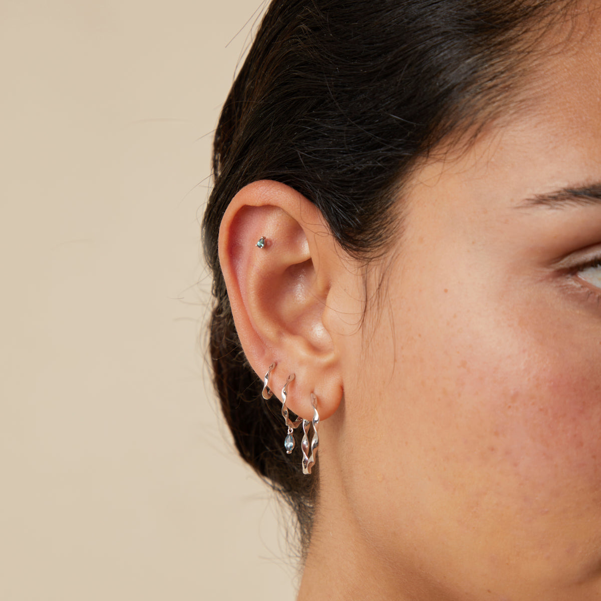 Flat Back Labret Studs - Alexandrite Pear Piercing Stud in Solid White Gold - Piercing Stud - Astrid &amp; Miyu