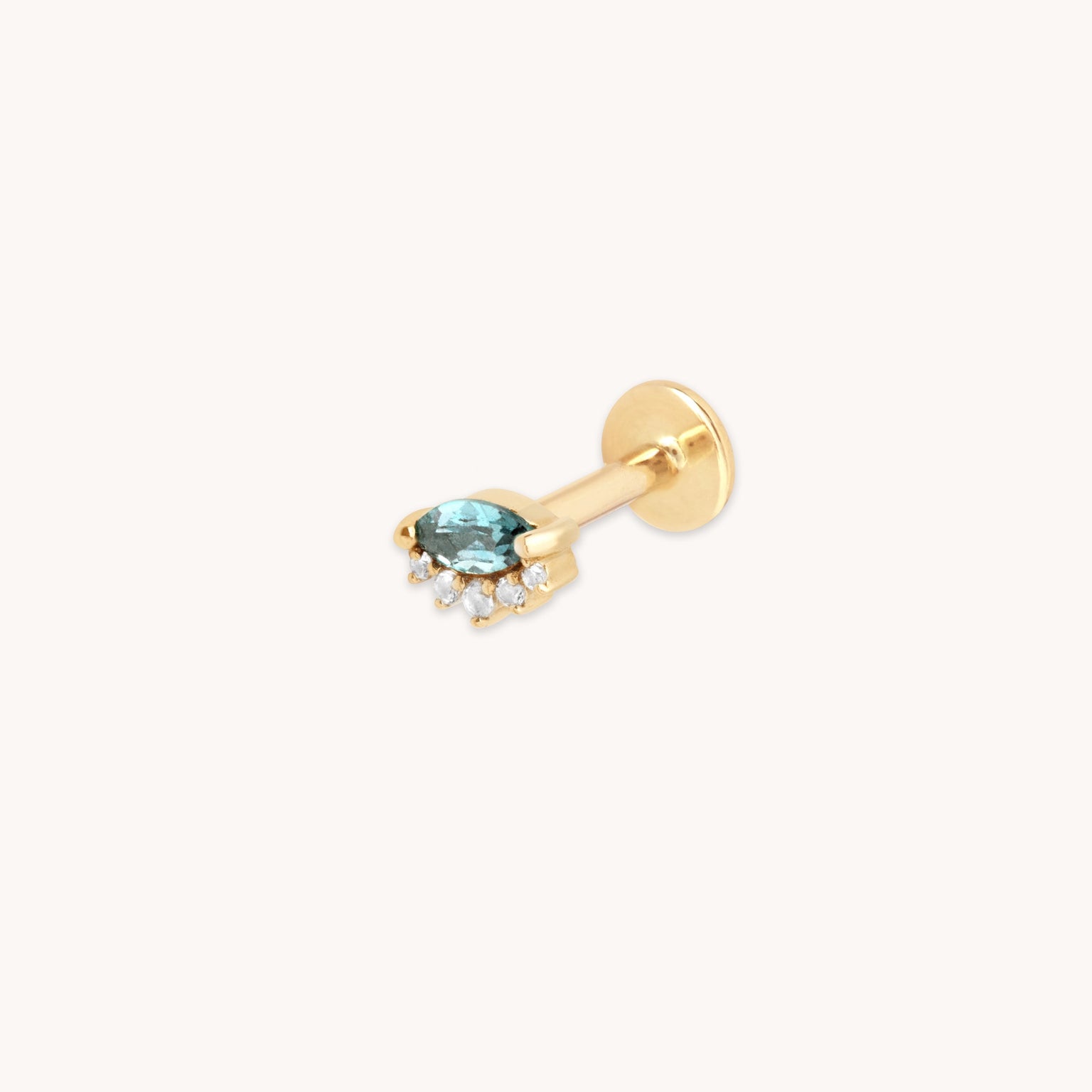 Flat Back Labret Studs - Evil Eye Alexandrite Piercing Stud in Solid Gold - Piercing Stud - Astrid &amp; Miyu