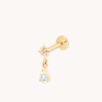Cosmic Pear Charm Piercing Stud in Solid Gold-Astrid &amp; Miyu