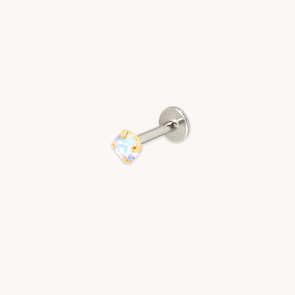 Moonstone Titanium Piercing Stud in Gold-Astrid &amp; Miyu
