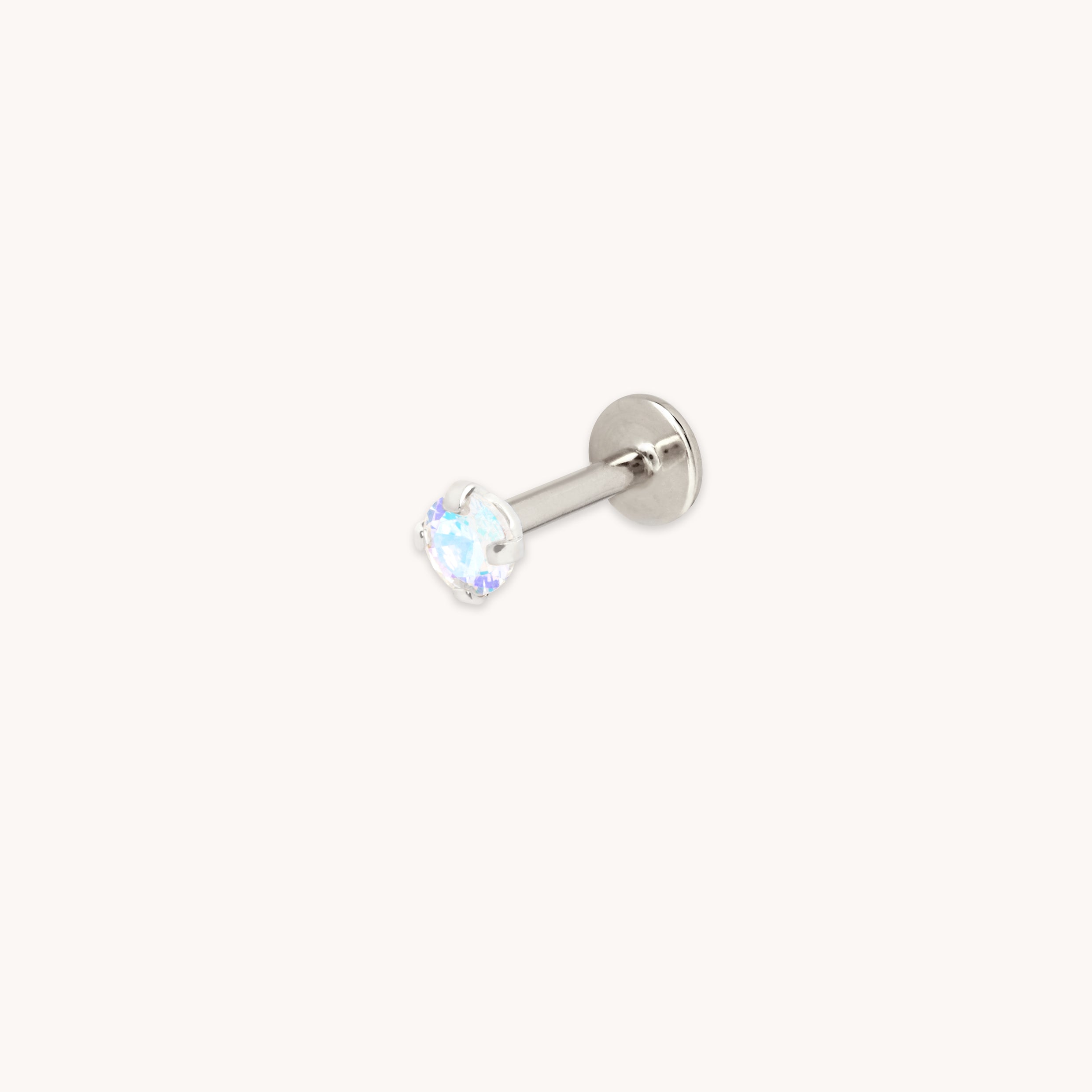 Moonstone Titanium Piercing Stud in Platinum-Astrid &amp; Miyu