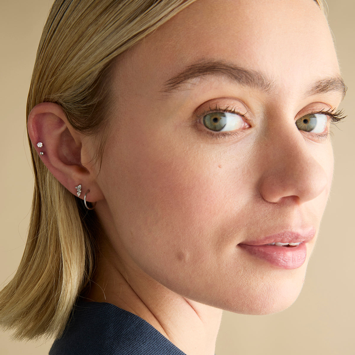 Conch Piercing Jewellery - Moonstone Titanium Piercing Stud in Platinum - Piercing Stud - Astrid &amp; Miyu