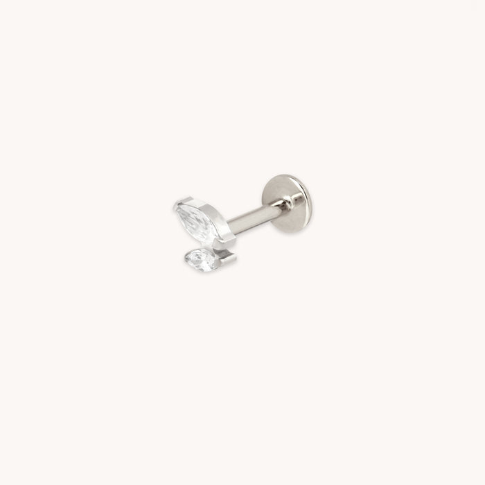 Crystal Double Marquise Titanium Piercing Stud in Platinum-Astrid &amp; Miyu