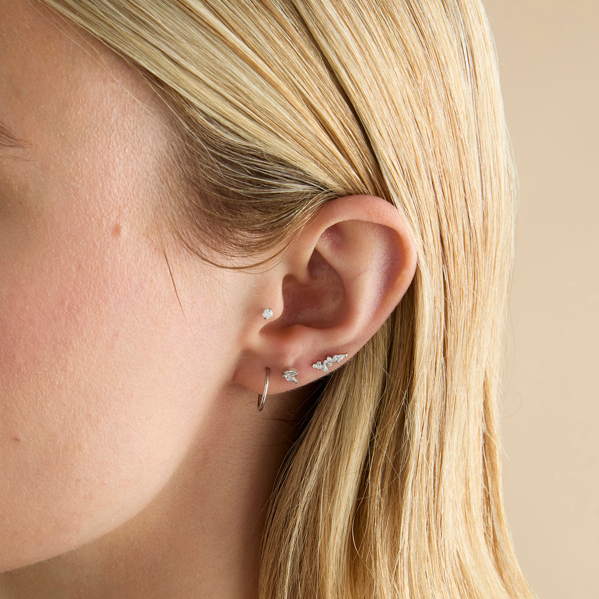 Conch Piercing Jewellery - Crystal Double Marquise Titanium Piercing Stud in Platinum - Piercing Stud - Astrid &amp; Miyu